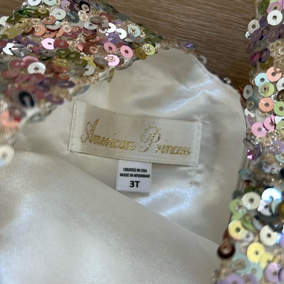 American Princess Toddler Girl Rainbow Sequin Tulle Holiday Dress 3T - Picture 5 of 7